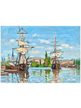 Monet Ships Riding on the Seine at Rouen - Art Print
